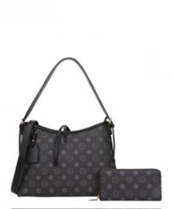 Monogram Fashion Handbag and Wallet LY9091 BLACK
